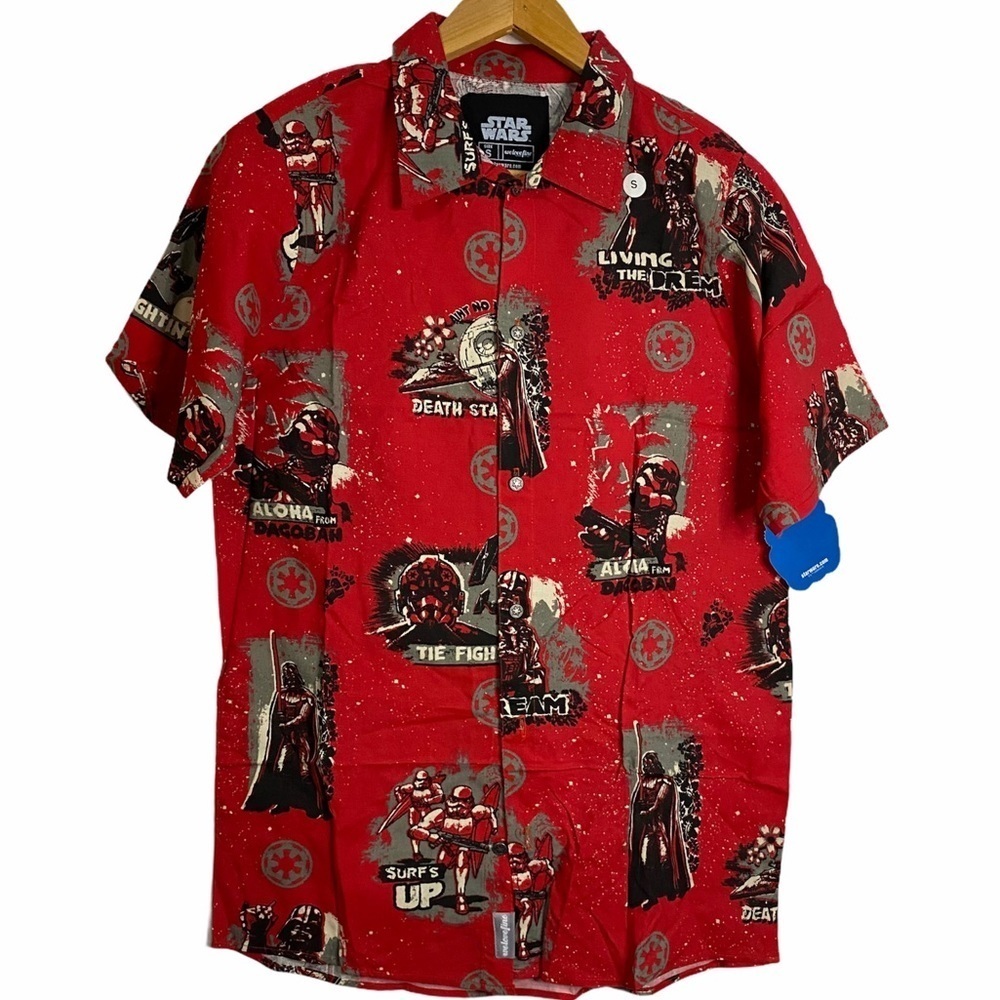 Star Wars Imperial Dark Side Red Hawaiian Shirt Small S Fandom Deathstar Vader - Picture 1 of 13